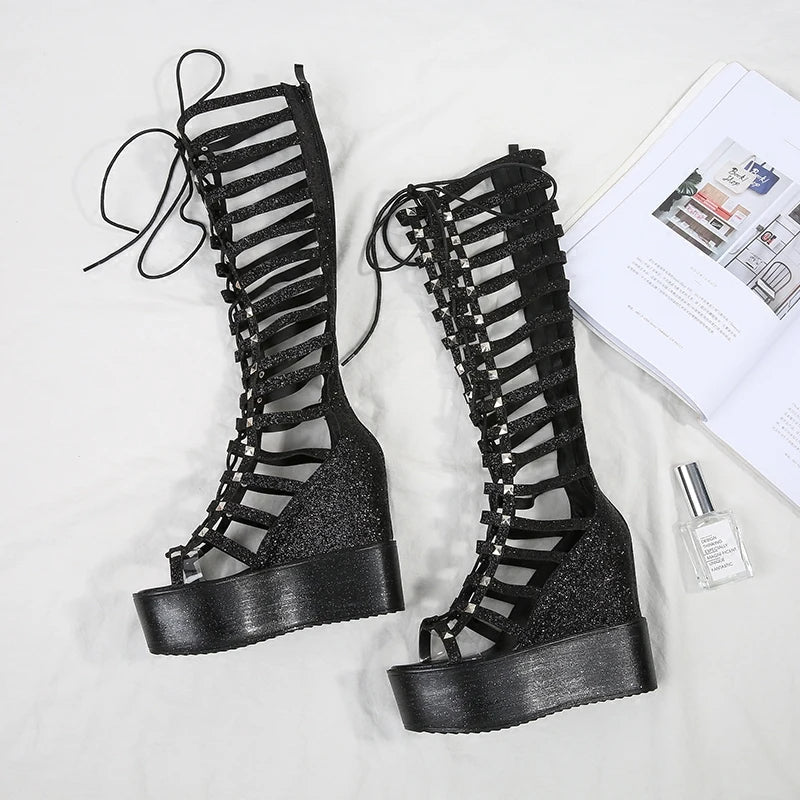 Funki Findz | Boots | Women's Roman Gladiator Wedge Sandals