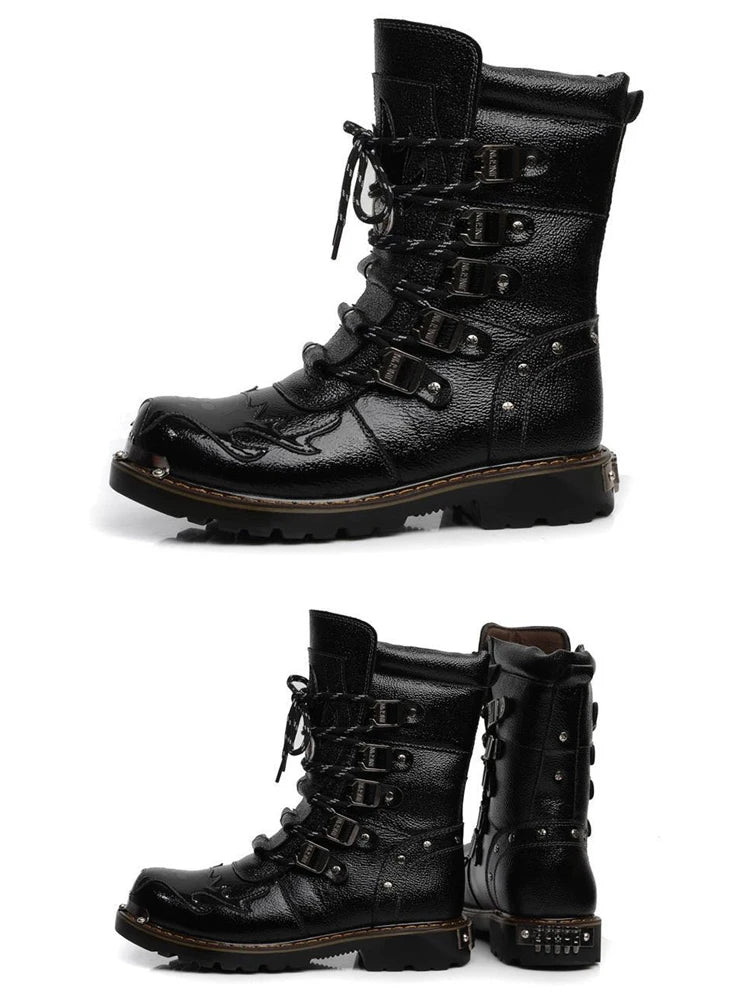Funki Findz | Boots | Men's Gothic Punk Buckle Strap Biker Boots