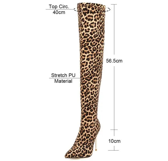 Funki Findz | Boots | Women's Cloth Leopard Print Stiletto Boots
