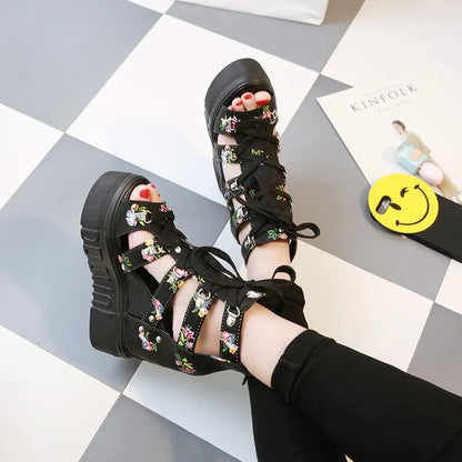 Funki Findz | Shoes | Women's Strappy Platform Wedge Shoes