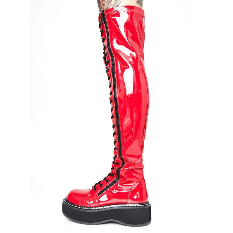 Funki Findz | Boots | Women's Over Knee Lace Up Platform Boot
