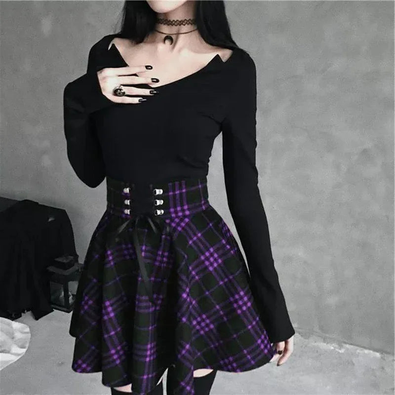 Funki Findz | Skirts | Women's Gothic Retro Punk Plaid Mini Skirt