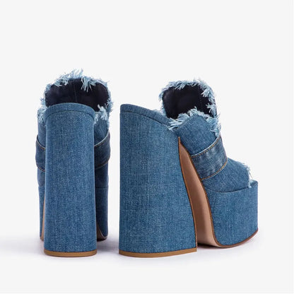 Funki Findz | Shoes | Denim Design Plaform Summer Sandals