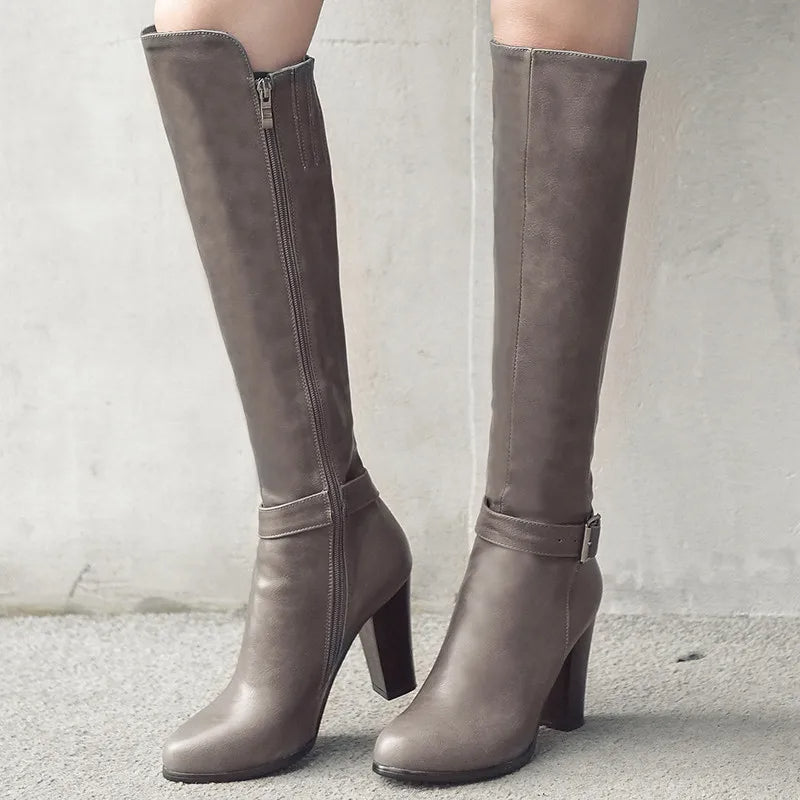 Funki Findz | Boots | Women's High Block Heeled Pull On Boots