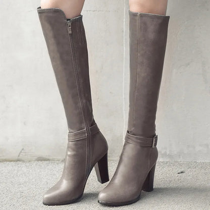 Funki Findz | Boots | Women's High Block Heeled Pull On Boots