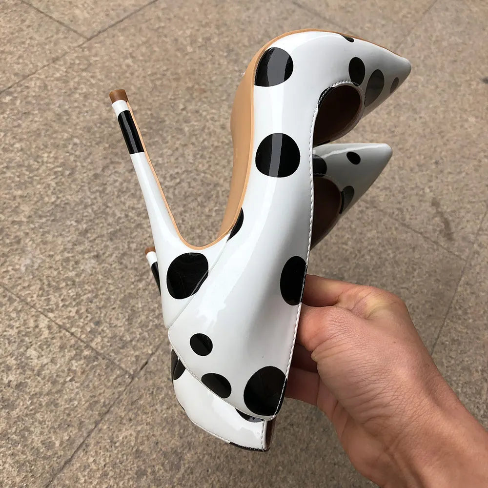 Funki Findz | Shoes | Women's White Black Polka Dot Heels