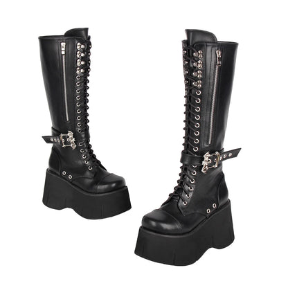 Funki Findz | Boots | Women's Goth Zip Buckle Motorcycle Boot