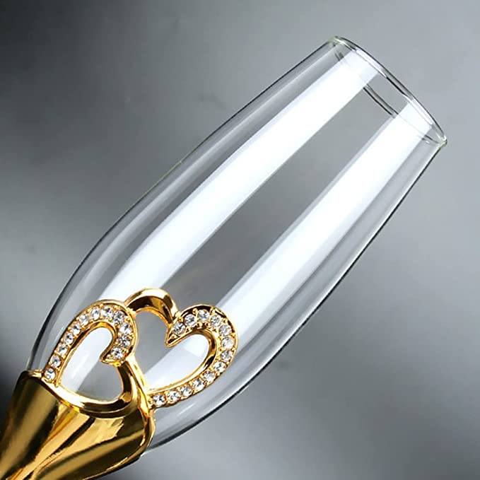 Funki Findz | Glasses | Wedding Champagne Flutes | Gold Heart