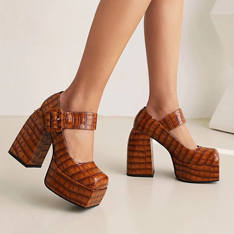 Funki Findz | Shoes | Women's Stone Pattern High-Heel Platform