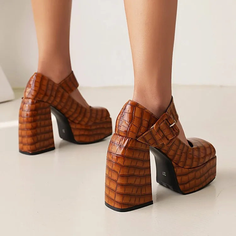 Funki Findz | Shoes | Women's Stone Pattern High-Heel Platform