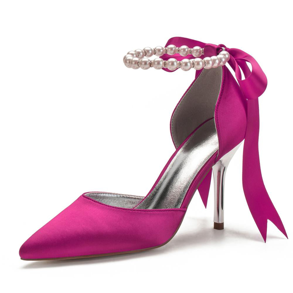 Funki Findz | Shoes | Women's Satin Pearls High Wedding Shoes