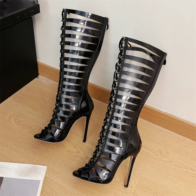 Funki Findz | Boots | Women's Lace Up Roman Gladiator Stilettos