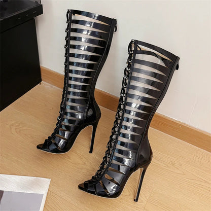 Funki Findz | Boots | Women's Lace Up Roman Gladiator Stilettos