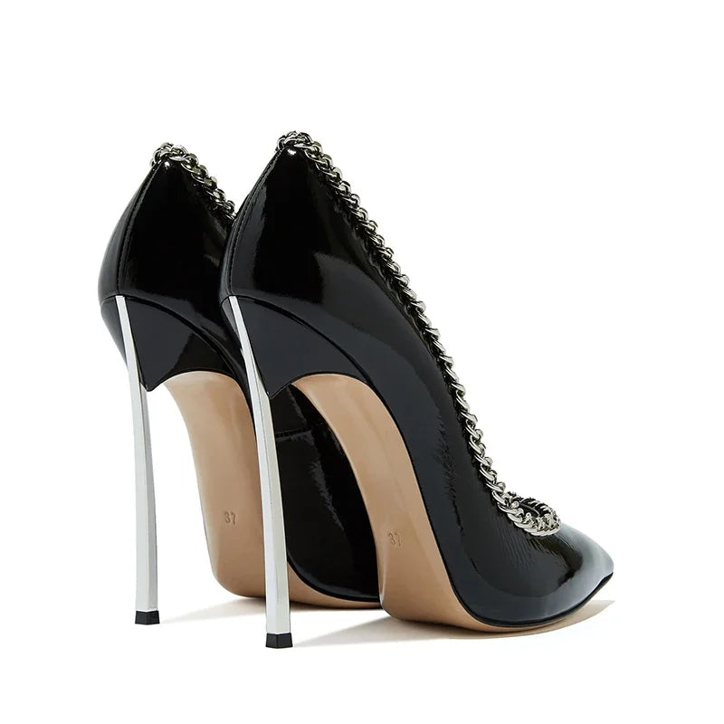 Funki Findz | Shoes | Women's Metal Heel Chain Design Stilettos