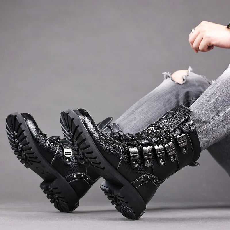 Funki Findz | Boots | Men's Gothic Punk Buckle Strap Biker Boots