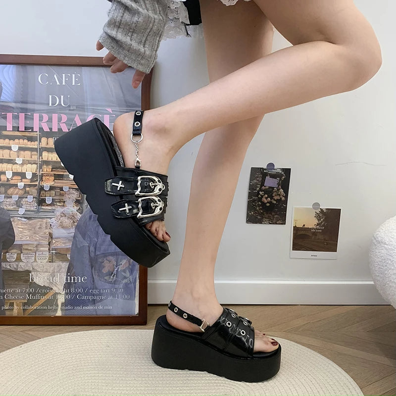 Funki Findz | Shoes | Women's Chunky Gothic Wedge Slides