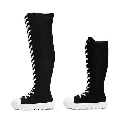 Funki Findz | Boots | Women's Over Knee Lace Up Canvas Boots