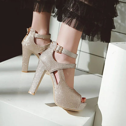 Funki Findz | Shoes | Women's Sequin Peep Toe Platform Sandal
