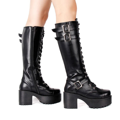 Funki Findz | Boots | Women's Goth Motorcycle Platform Boots