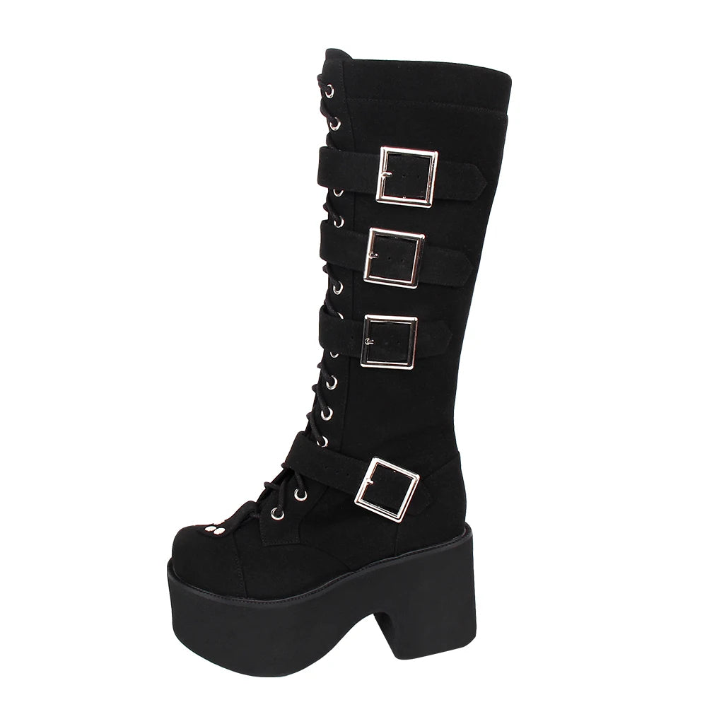 Funki Findz | Boots | Women's Harajuku Flock Buckle Boots