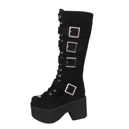 Funki Findz | Boots | Women's Harajuku Flock Buckle Boots