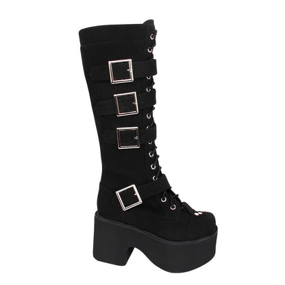 Funki Findz | Boots | Women's Harajuku Flock Buckle Boots
