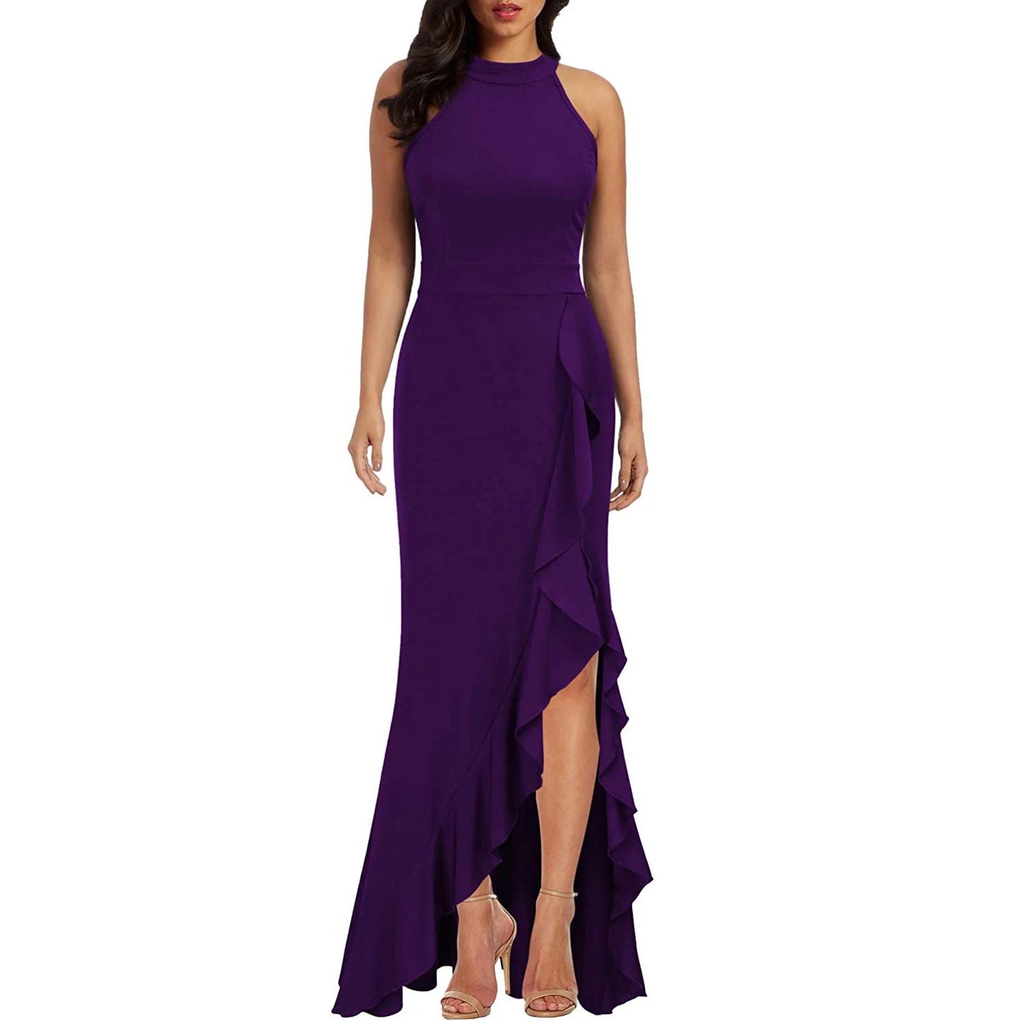 Funki Findz | Dresses | Women's High Split Ruffled Hem Long Dress