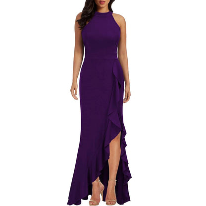 Funki Findz | Dresses | Women's High Split Ruffled Hem Long Dress
