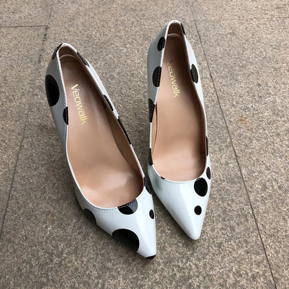 Funki Findz | Shoes | Women's White Black Polka Dot Heels