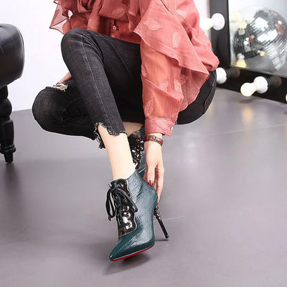 Funki Findz | Boots | Women's High Heeled Lace-up Ankle Boots