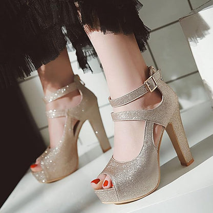 Funki Findz | Shoes | Women's Sequin Peep Toe Platform Sandal