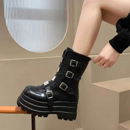 Funki Findz | Boots | Women's Gothic Metal Plate Platform Boots