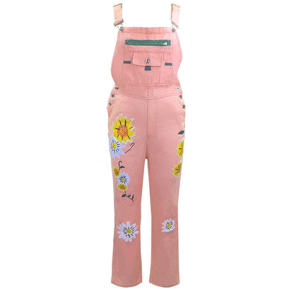 Funki Findz | Pants | Women's Denim Overalls Sunflower Print