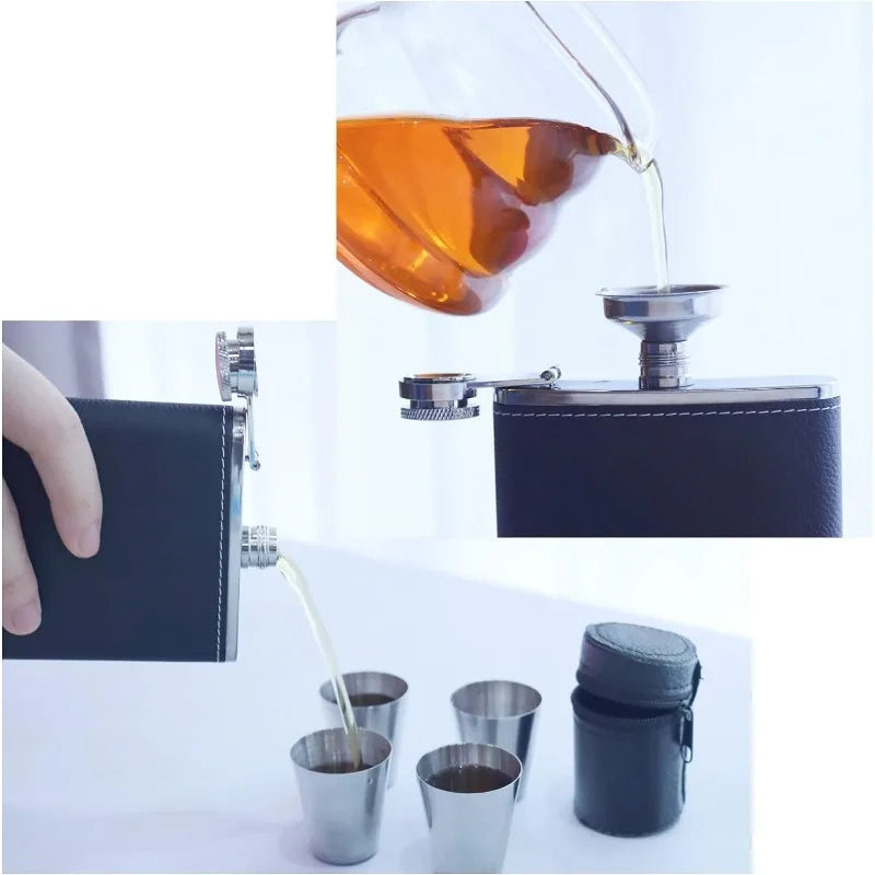 Funki Findz | Hip Flasks | Hip Flask Cups Canister Set 8oz 7 Pcs