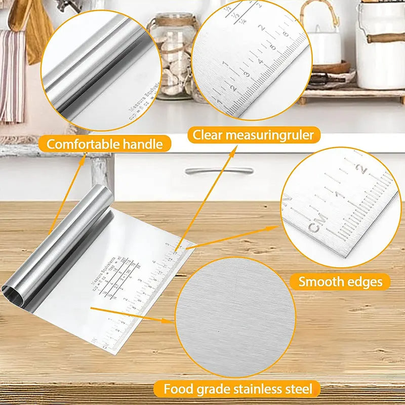 Funki Findz | Cooking Scrapers | Stainless Steel Dough Cutter