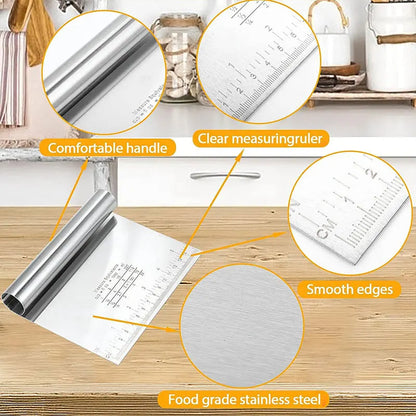 Funki Findz | Cooking Scrapers | Stainless Steel Dough Cutter