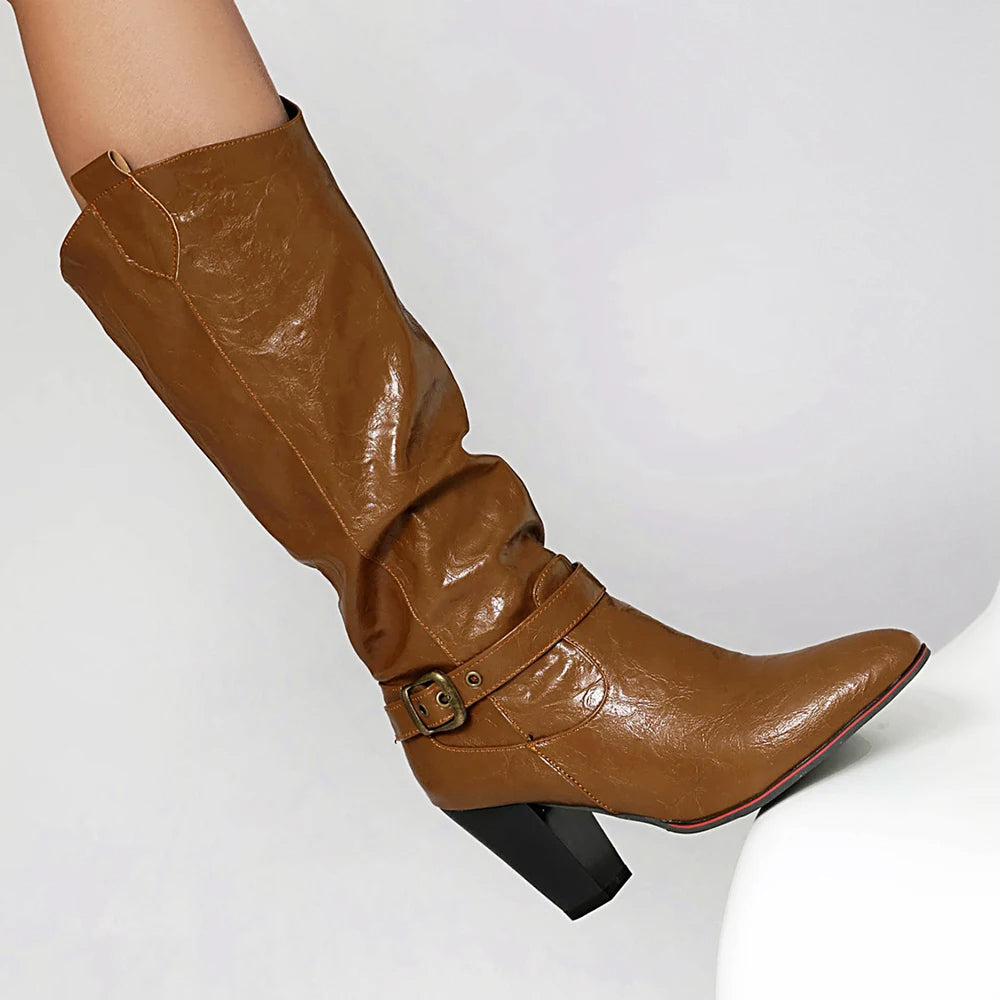 Funki Findz | Boots | Women's Pull On High Block Heeled Boots