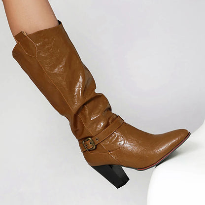 Funki Findz | Boots | Women's Pull On High Block Heeled Boots