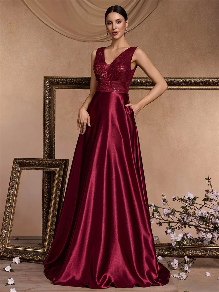 Funki Findz | Dresses | Women's Elegant Satin Sequin Dresses
