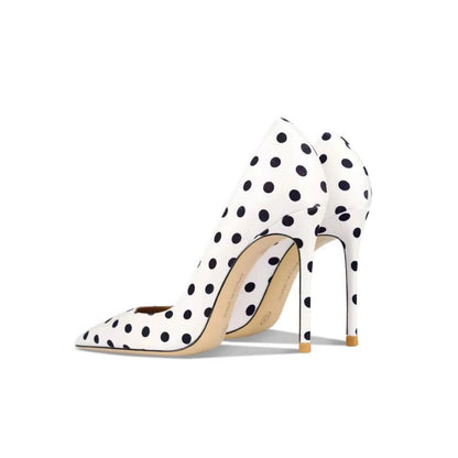 Funki Findz | Shoes | Women's Silk Polka Dot Pointed Toe Heels