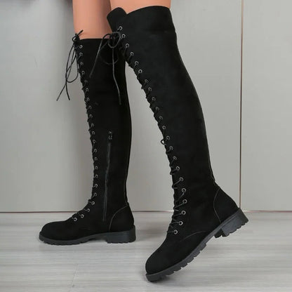 Funki Findz | Boots | Women's Lace Up Over Knee Suede Boots