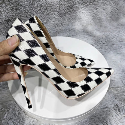 Funki Findz | Shoes | Women's Black and White Checkered Stilettos