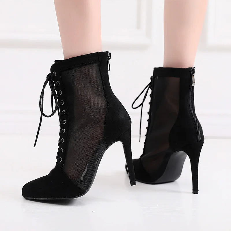 Funki Findz | Boots | Women's Mesh Stiletto Latin Dance Boots