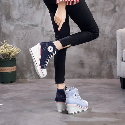 Funki Findz | Boots | Women's Canvas Ankle Wedge Sneaker
