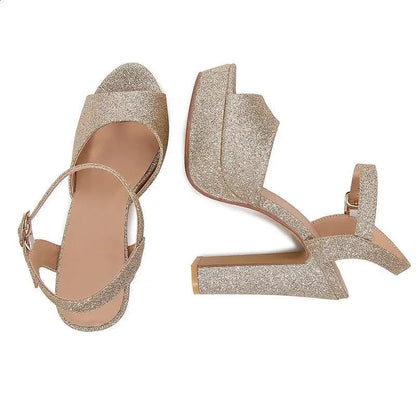 Funki Findz | Shoes | Women's Block Heel Sequin Party Sandal