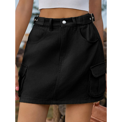 Funki Findz | Skirts | Women's Short Denim Skirt with Pockets