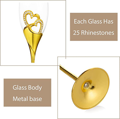 Funki Findz | Glasses | Wedding Champagne Flutes | Gold Heart
