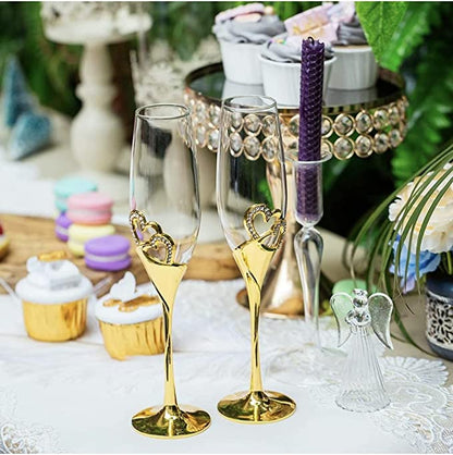 Funki Findz | Glasses | Wedding Champagne Flutes | Gold Heart