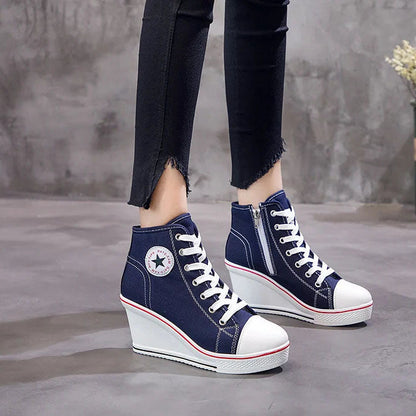 Funki Findz | Boots | Women's Canvas Ankle Wedge Sneaker