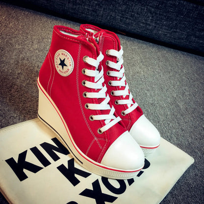 Funki Findz | Boots | Women's Canvas Ankle Wedge Sneaker